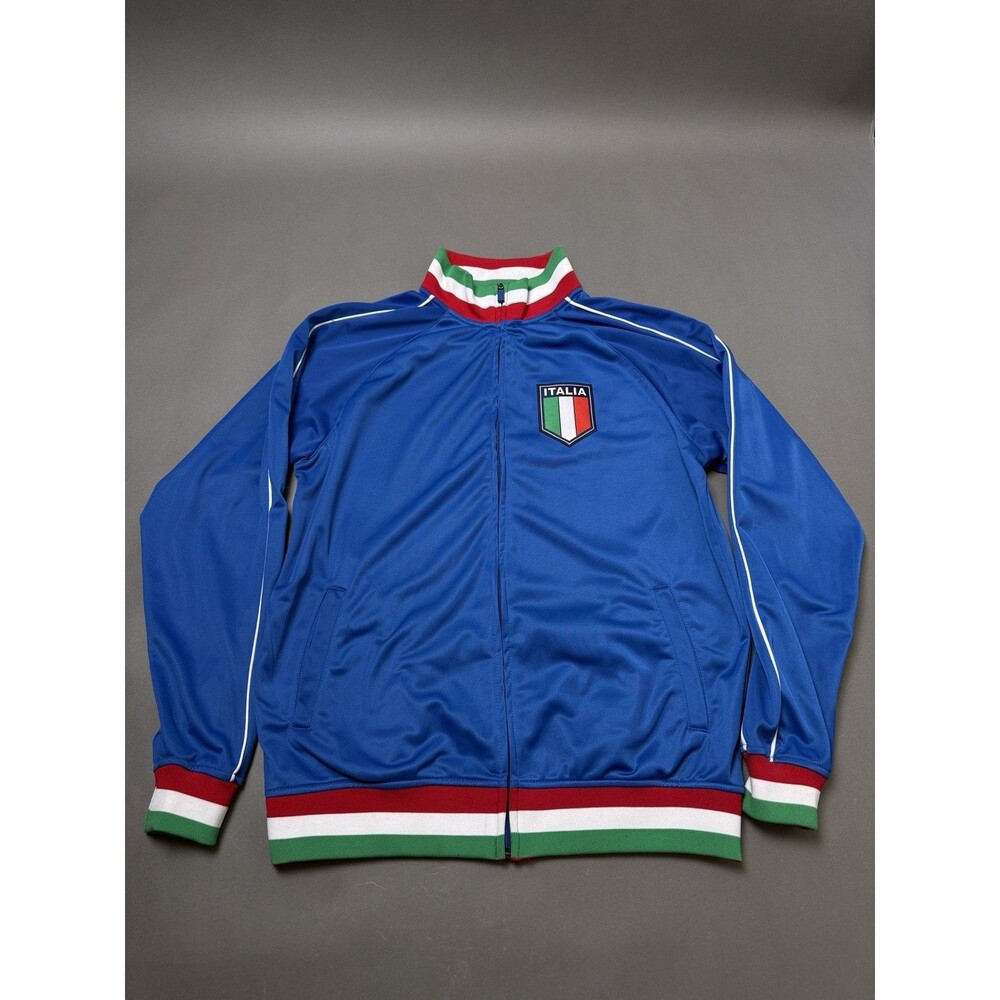 Rhinox ITALIA Jacket Mens Medium M Blue Soccer Football Stripe Full Zip Vintage